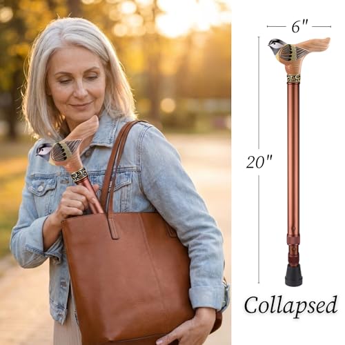 Fashionable Wooden Handle Bird Walking Cane for Women, Adjustable & Supportive