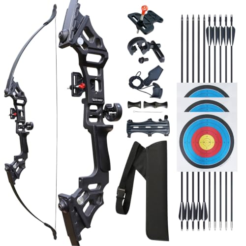 Recurve Bow and Arrow Set for Adults 50lb Takedown Hunting & Practice Kit