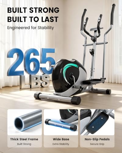 Dripex Metallic Elliptical Exercise Machine - Ultra Quiet Magnetic Home Trainer