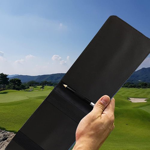 PINMEI Golf Leather Scorecard Holder Cover Yardage Book Cover with American Flag Golf Ball Marker and A Free Pencil 4.33 × 7.48 inches