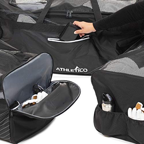 Athletico 35" Black Ice Hockey Duffle Bag with Organizer - Waterproof Travel Gear