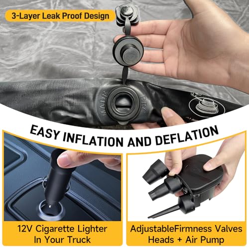 Umbrauto Inflatable Truck Bed Air Mattress for 6-6.5ft Pickup with Pump - Grey