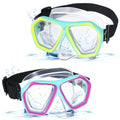 PercyEffie 2 Pack Adult Swim Goggles with Nose Cover - Lime Yellow & Pink