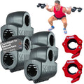 Dualbell 1" Barbell Adapter for Dumbbells, 500lb Max Capacity, Black with Red Collars