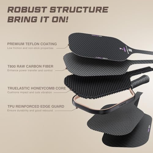 YVMOVE 16mm T800 Carbon Fiber Pickleball Paddle Obsidian USAPA Approved