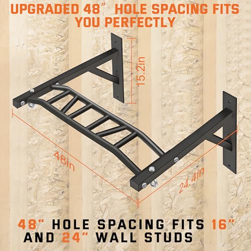 HWOOUSA Multi-Grip Wall Mounted Pull Up Bar - Heavy Duty Steel, 600 lbs Capacity
