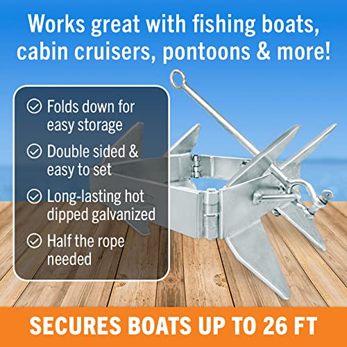 Better Boat 19 lbs Folding Box Anchor for Boats - Hot Dip Galvanized, Double Sided