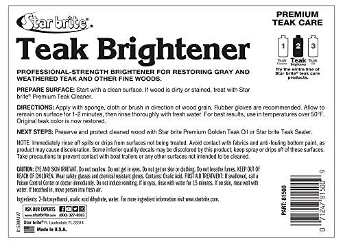 STAR BRITE 128 Oz Teak Brightener - Restores & Enhances Natural Wood Grain