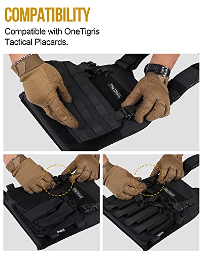 ONETIGRIS Black Low Profile Tactical MOLLE Airsoft Vest with Adjustable Waist