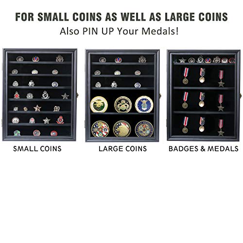 Lockable Wooden Display Case for Military Challenge Coins - Matt Black