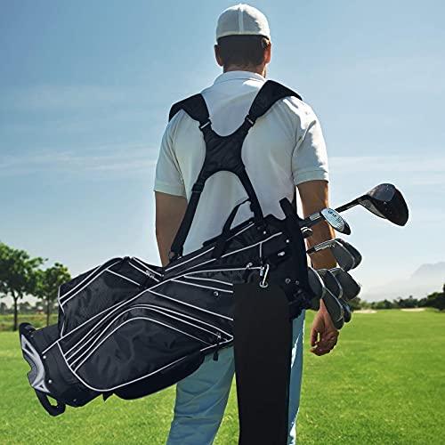MEDIMALL Black Golf Stand Bag with 6-Way Divider, Portable Lightweight Organizer