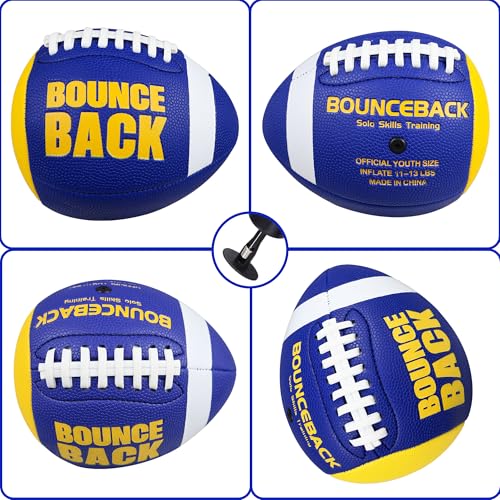 Youth & Official Size Bounceback Football - Pass Catch Training Equipment with Pump