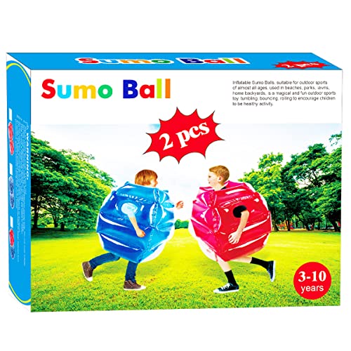 Kids Wearable Inflatable Sumo Balls Set - Bubble Bounce Ball for Outdoor Play, Red & Blue, 24 Inch, 2 Pieces