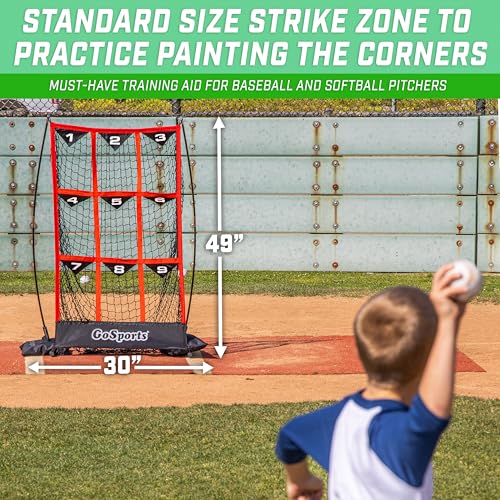 GoSports Red Baseball & Softball Strike Zone Pitching Net - Portable Practice Target