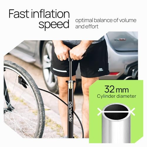 Panaride Bicycle Floor Pump with Pressure Gauge - Portable Bike Tire Inflator for Presta & Schrader Valves
