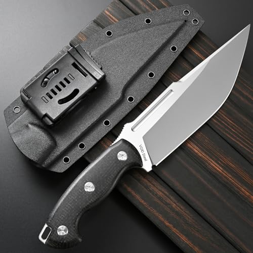 Sitivien Black VG10 Steel Fixed Blade Knife with Micarta Handle & Sheath for Camping Survival