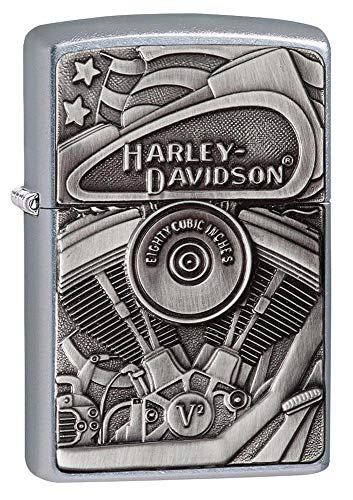 Zippo Harley-Davidson Windproof Chrome Pocket Lighter with Flag Emblem