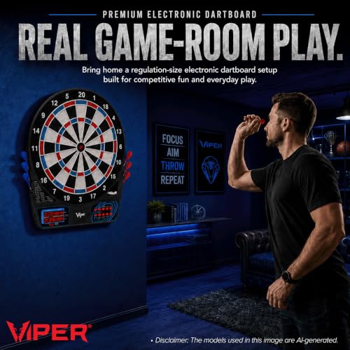 Viper 777 Electronic Soft Tip Dart Board - 15.5 Inch, 43 Games, Bilingual Voice