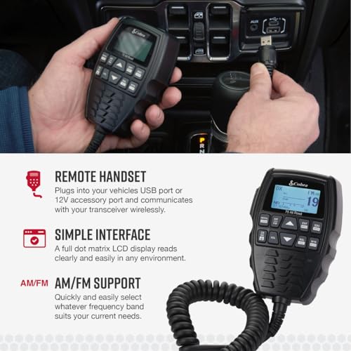 Cobra 75 All Road Wireless CB Radio - Dual-Mode AM/FM, Full 40 Channels, Compact Off-Road Edition