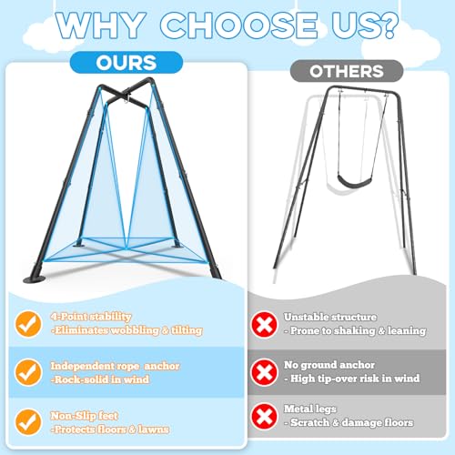 Light Blue Swing Set with Tent & Stand - Kids & Adults Outdoor Play Equipment