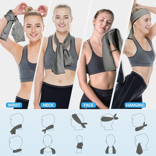 6 Pack Cooling Towels for Neck and Face - Blue, Orange, Green, Purple, Blue, Gray