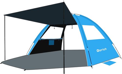 Gorich Beach Tent - Portable Sun Shelter with UPF 50+ UV Protection | Easy Setup for 3-8 People