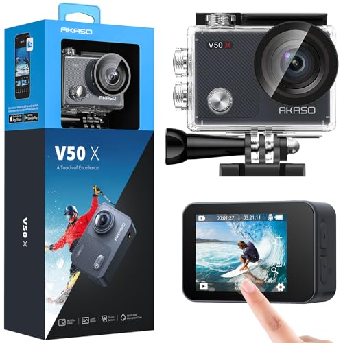AKASO V50X Action Camera 4K/30fps Waterproof with Touch Screen & Accessories (No MicroSD)