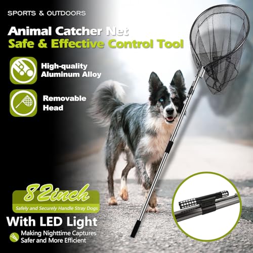 Dog Catch Net with Extendable Pole & LED Light for Wildlife Control