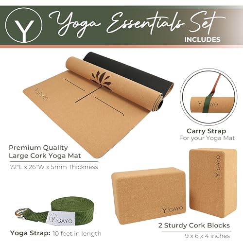 Premium Cork Yoga Mat Set with Blocks & Straps - All-in-One Practice Kit
