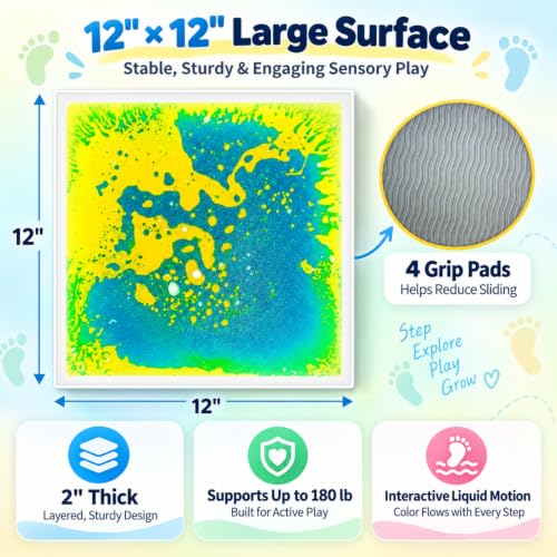 Liquid Light-Up Stepping Stones for Kids 12-Inch Square, Colorful 4-Pack