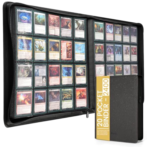 Dark Gray XL+ 20-Pocket Zipper Card Binder for 2400 Trading Cards