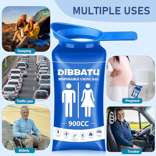 Disposable Urine Bag with Handle for Women and Men - 12 Pack, Blue