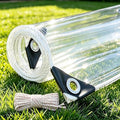 Heavy Duty Waterproof Clear Tarpaulin 8x16ft PVC Plastic Tarp with Rustproof Grommets
