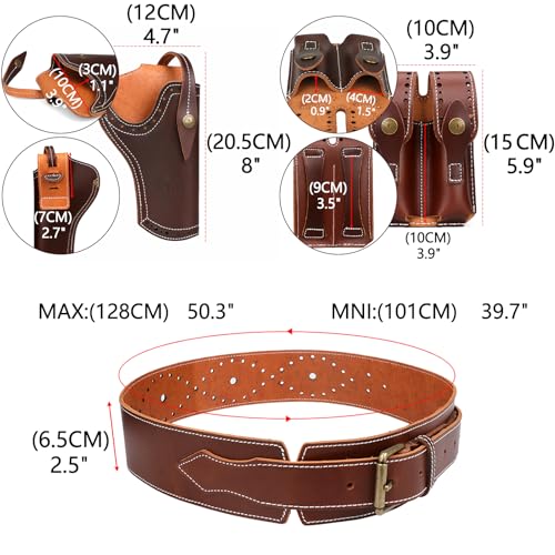 Leather Gun Holster Belt 1911 Pistol Holder with Adjustable Retention Strap