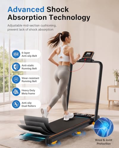 Trisomy Ebony Walking Pad Treadmill with 15% Incline & LED Display, 4-in-1 Foldable Home Workout