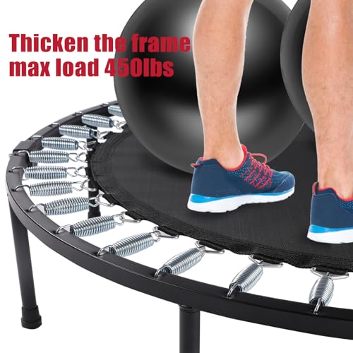KOKSRY 50 Inch Foldable Rebounder Trampoline with Handle for Adults & Kids, Supports 450 lbs