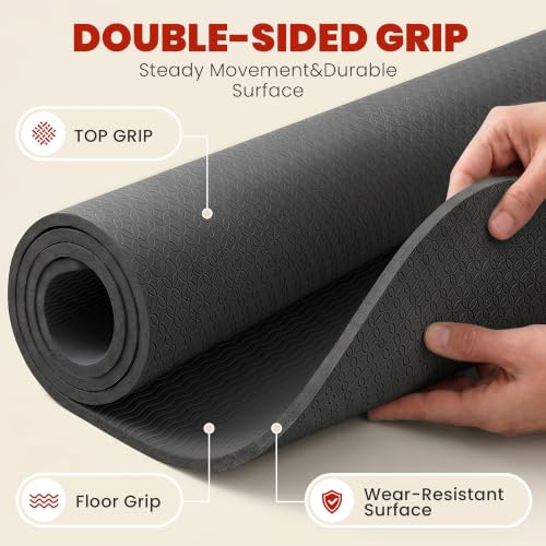 72 x 48 Inch Large Yoga Mat - Non Slip Thick Exercise Mat for Yoga Pilates & Floor Work