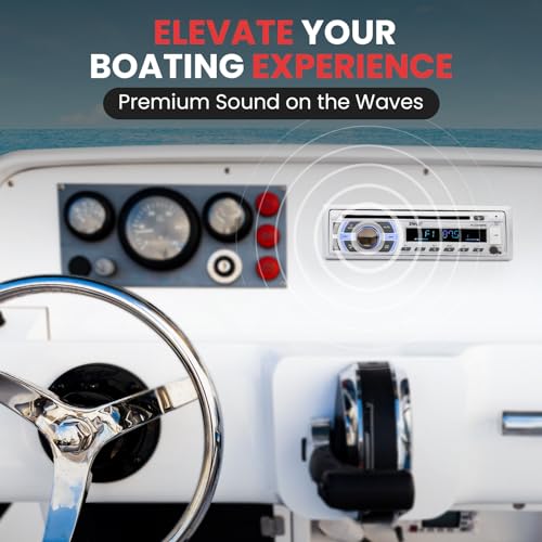 Pyle Marine Bluetooth Stereo Receiver with CD Player & FM Radio - 12V Waterproof Marine Head Unit - Single DIN