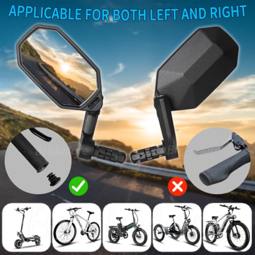 BriskMore Bike End Mirrors with Silver Convex Glass - 1 Pair