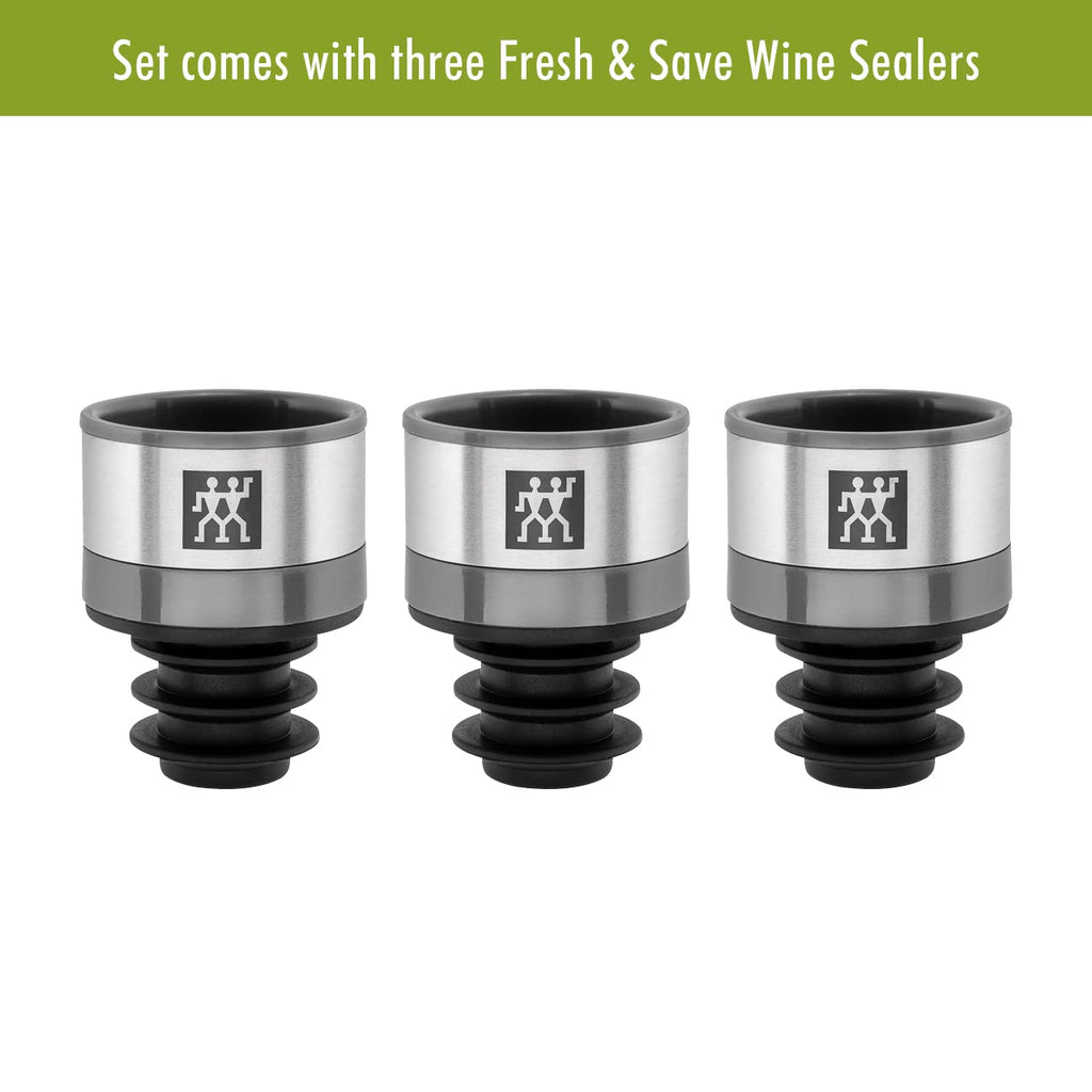 ZWILLING Fresh & Save 3-pc Vacuum Wine Sealer (Set of 3), Gift Set