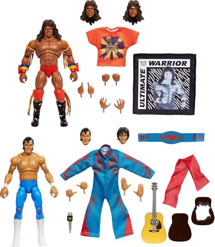 Mattel WWE Coliseum Collection 2-Pack Action Figures with Ultimate Warrior & Honky Tonk Man - 6-inch Collectible Set with Swappable Parts