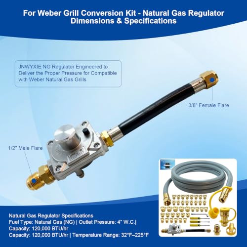 10FT Natural Gas Conversion Kit for Weber Grill - Complete NG Conversion for Genesis, Spirit & Summit
