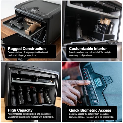 High Capacity Biometric Handgun Safe with WiFi & Auto-Open Door – Secure Smart Safe for Multiple Pistols