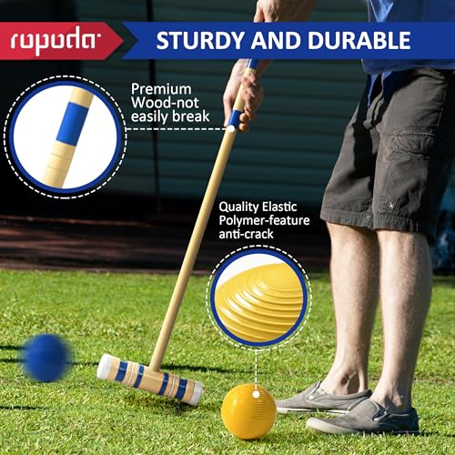 ROPODA 35IN Six-Player Croquet Set Outdoor Lawn Game for Adults & Kids
