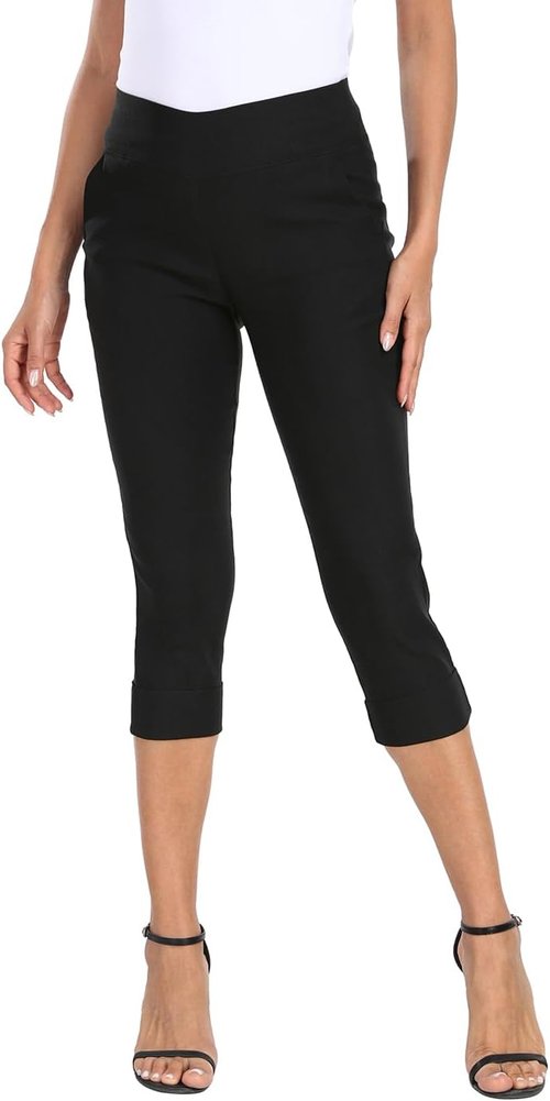 HDE Women's Capri Pants - Stylish Cropped Dress Pants with Pockets | 19" Inseam