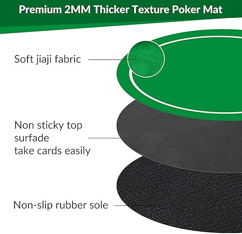 Nuveti 47''x47'' Green Poker Mat for Texas Holdem – Non-Slip, Waterproof, 6-8 Player Tabletop