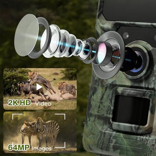 Solar Trail Camera 4G LTE 64MP 2K HD Night Vision Live Streaming Wildlife Camera