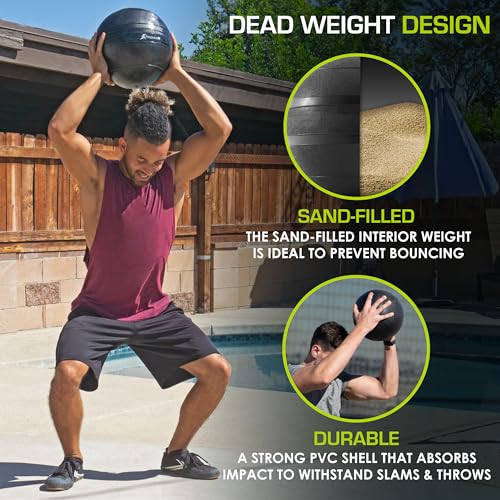 ProsourceFit Slam Medicine Ball 50 lbs - Dead Weight Tread Grip for Strength & Conditioning