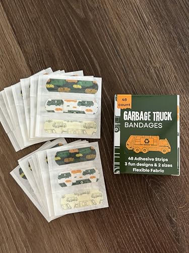 Kids & Toddlers Assorted Size Adhesive Bandages with Garbage Truck Designs - 48 Count