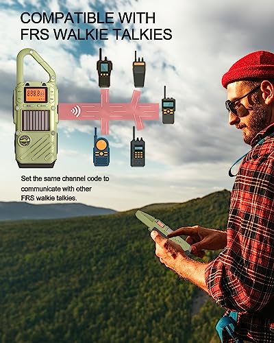 Emergency Walkie Talkies with NOAA Weather Alerts & FM Radio, 10-Mile Range, Solar & Crank Power